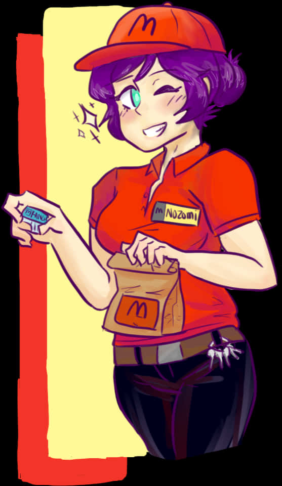 Animated Mc Donalds Employee Artwork PNG Image