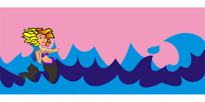 Animated Mermaid Wavingat Sea PNG Image