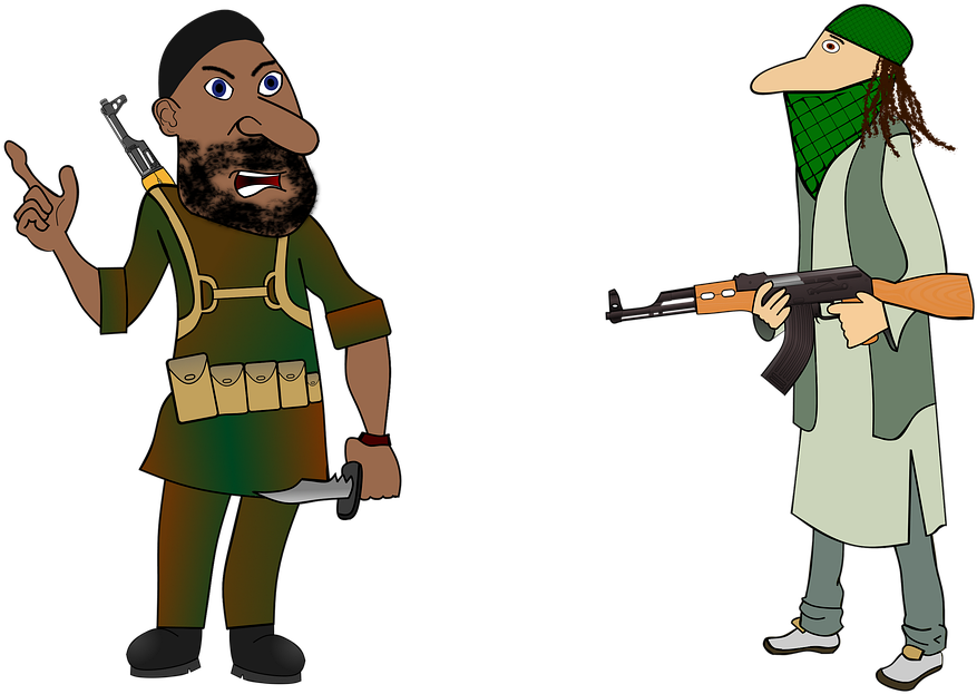 Animated Militant Figures PNG Image