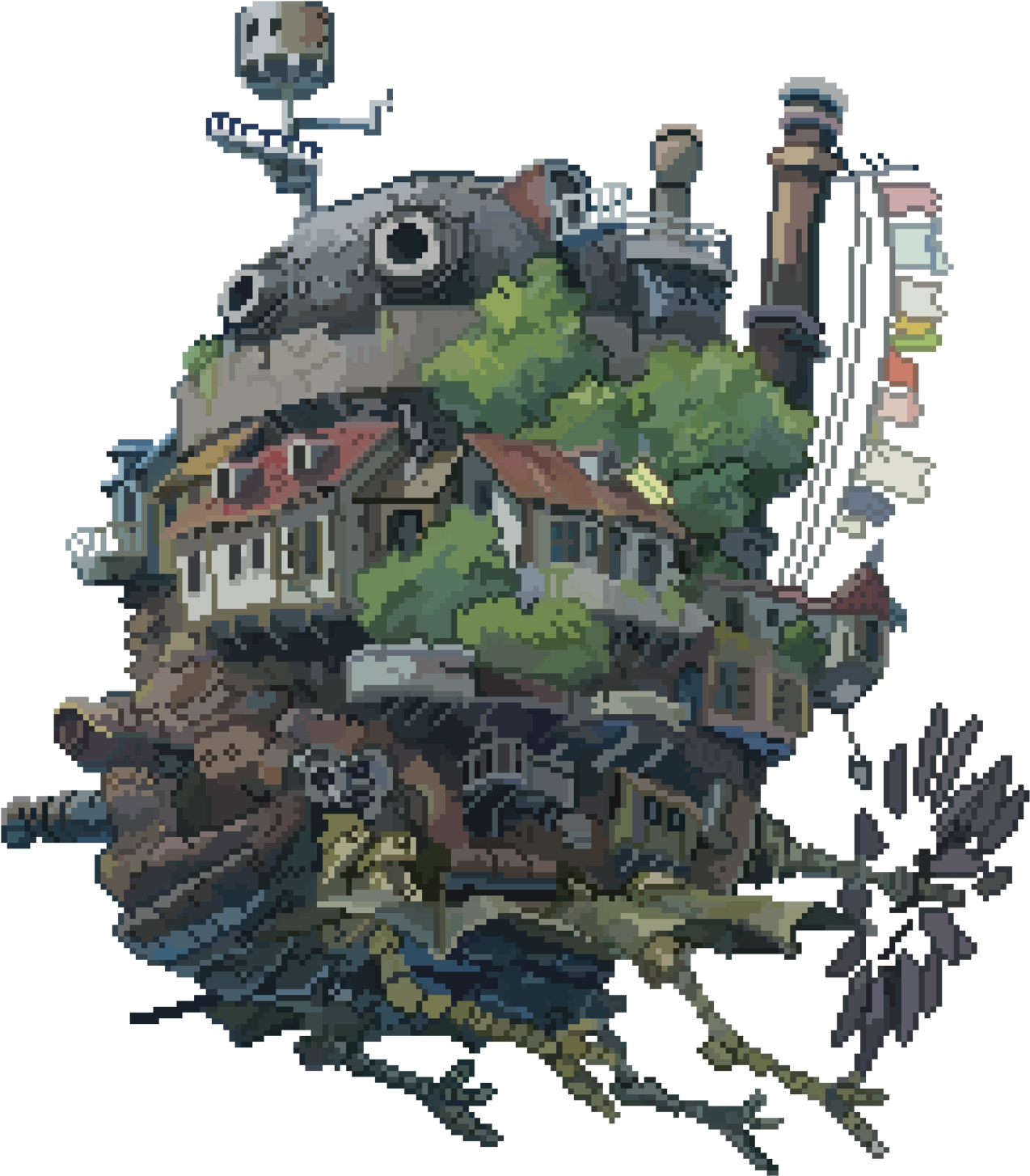 Animated Moving Castle Pixel Art PNG Image