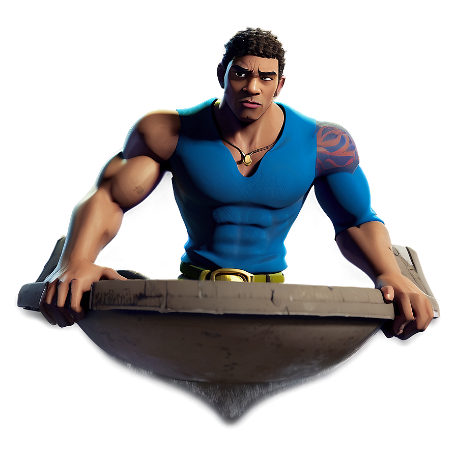 Animated Muscular Character Lifting Stone PNG Image