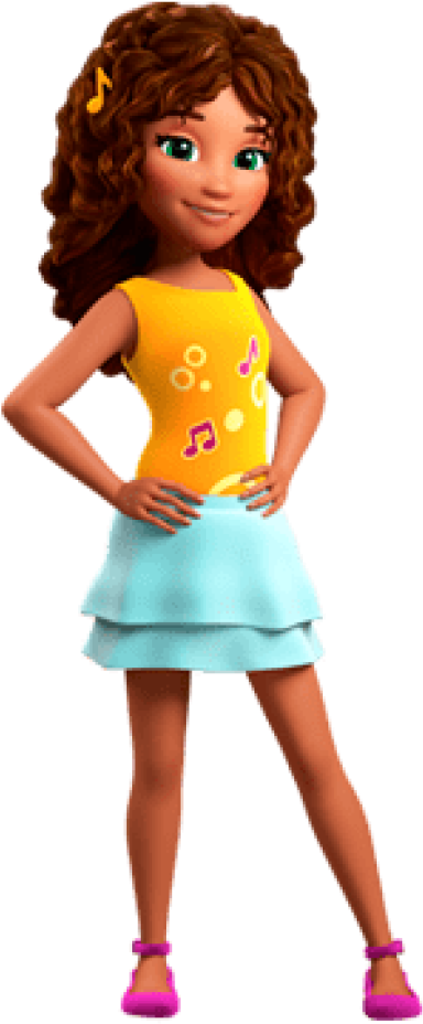 Animated Music Loving Girl PNG Image