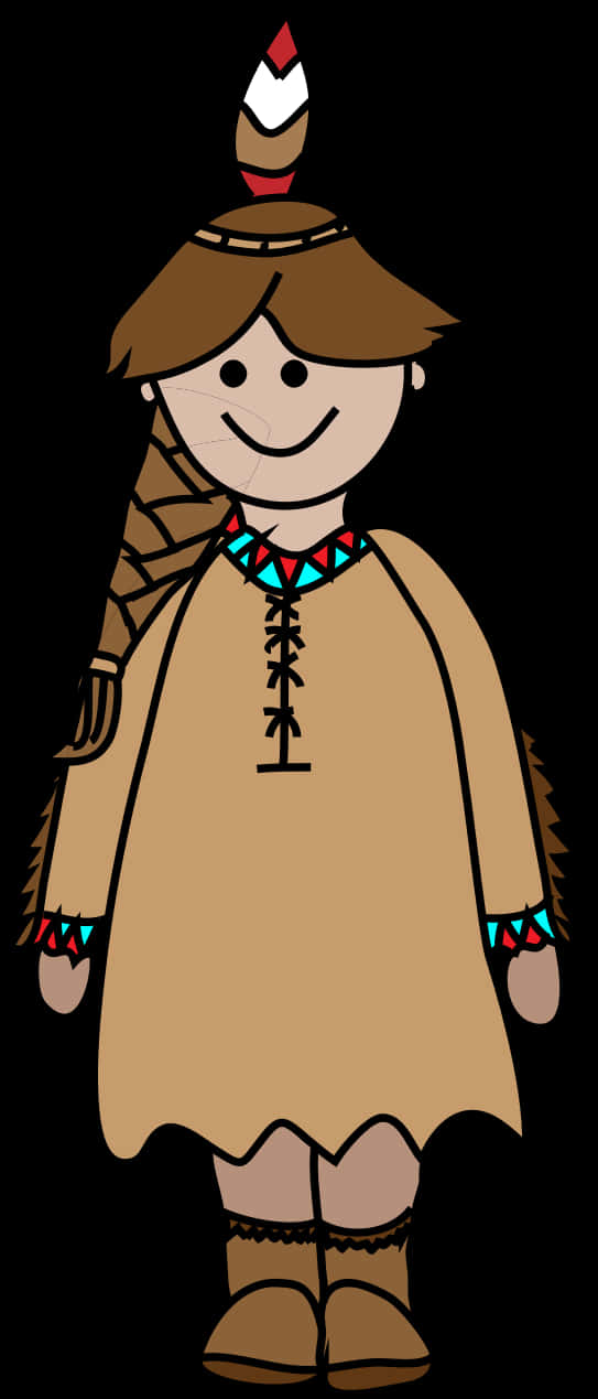 Animated Native American Girl Character PNG Image