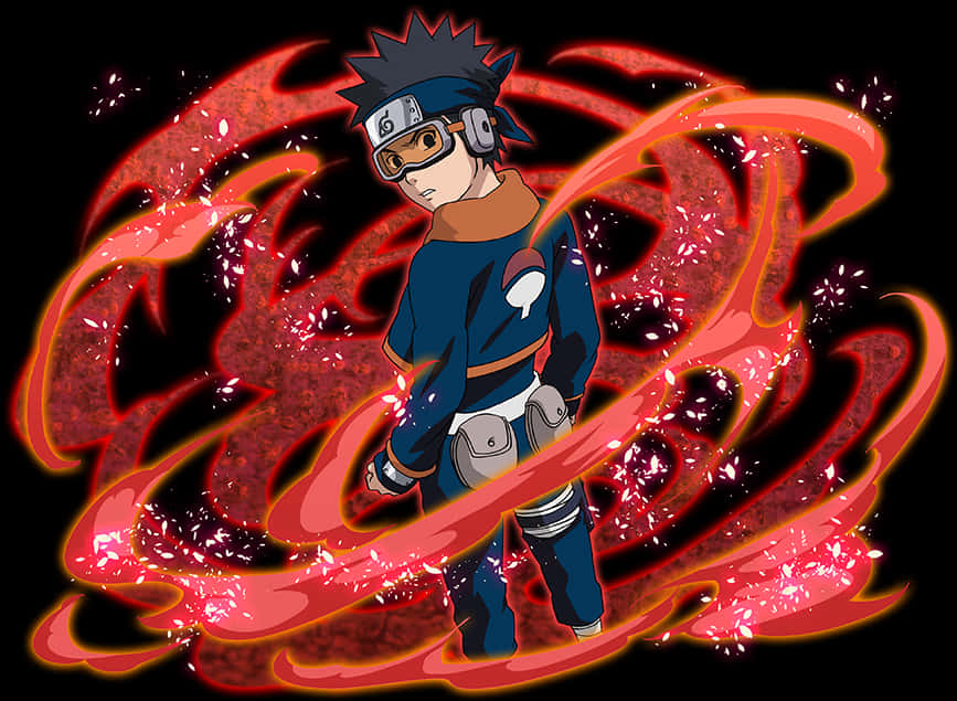 Animated Ninja Obitowith Energy Swirls PNG Image