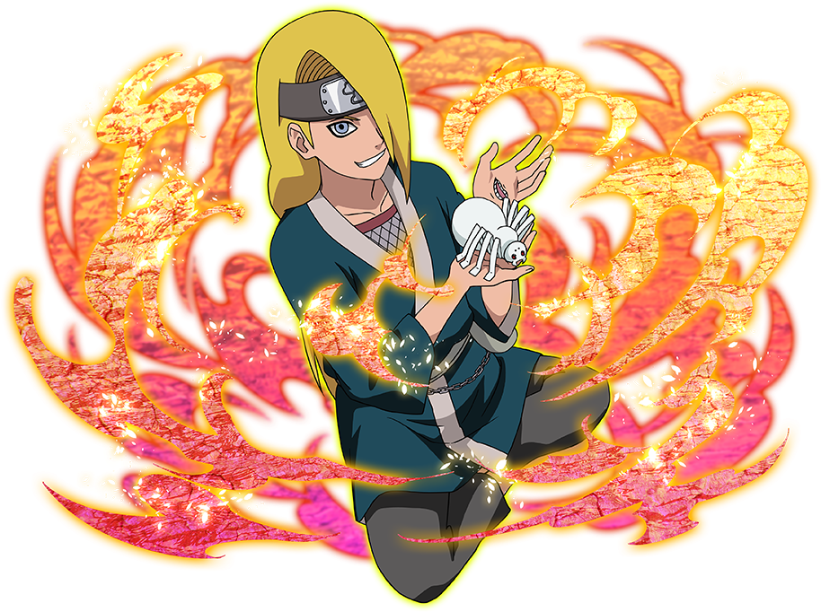 Animated Ninja With Flaming Chakra Aura PNG Image