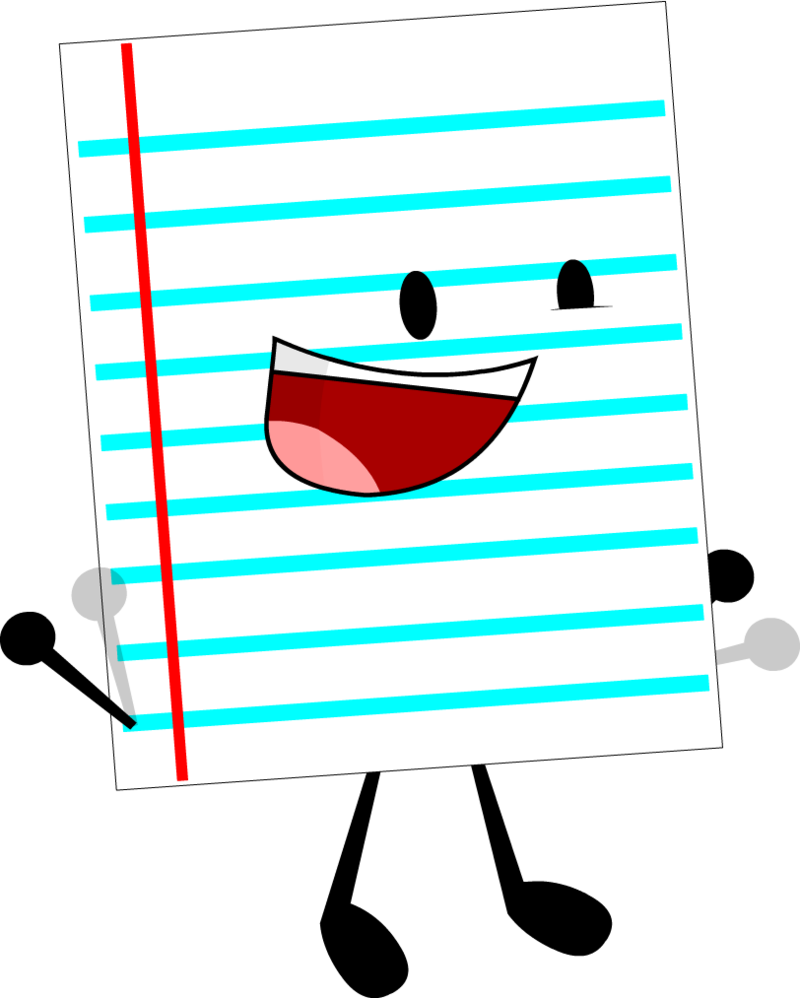 Animated Notebook Paper Character Smiling PNG Image