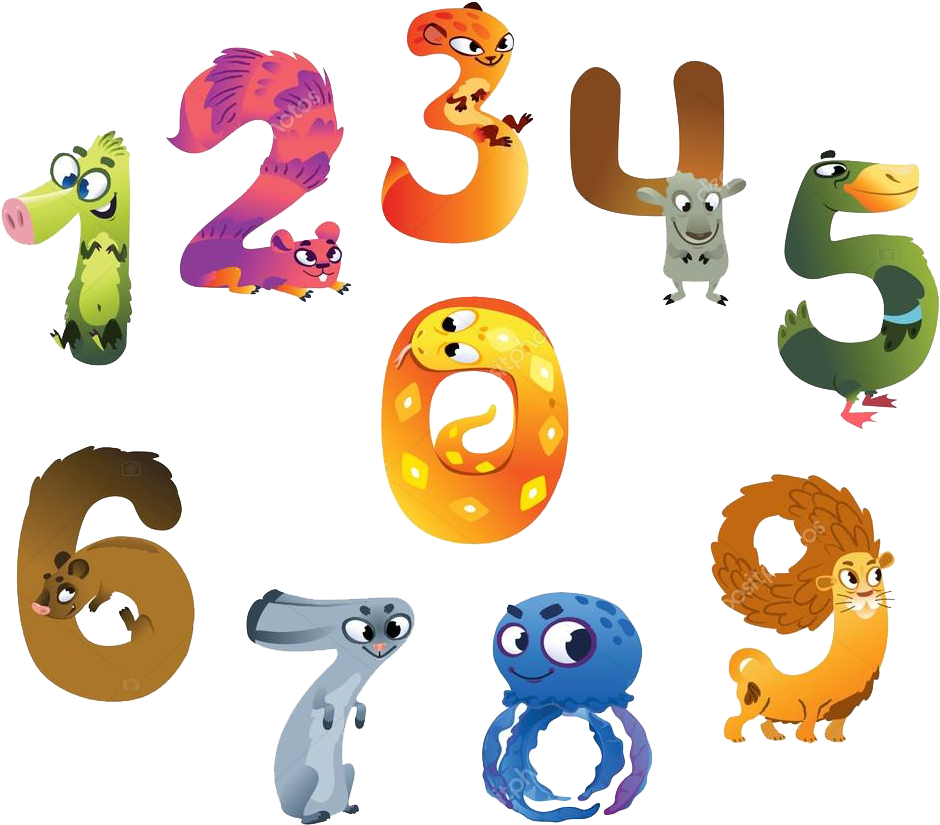 Animated Numberswith Characters PNG Image