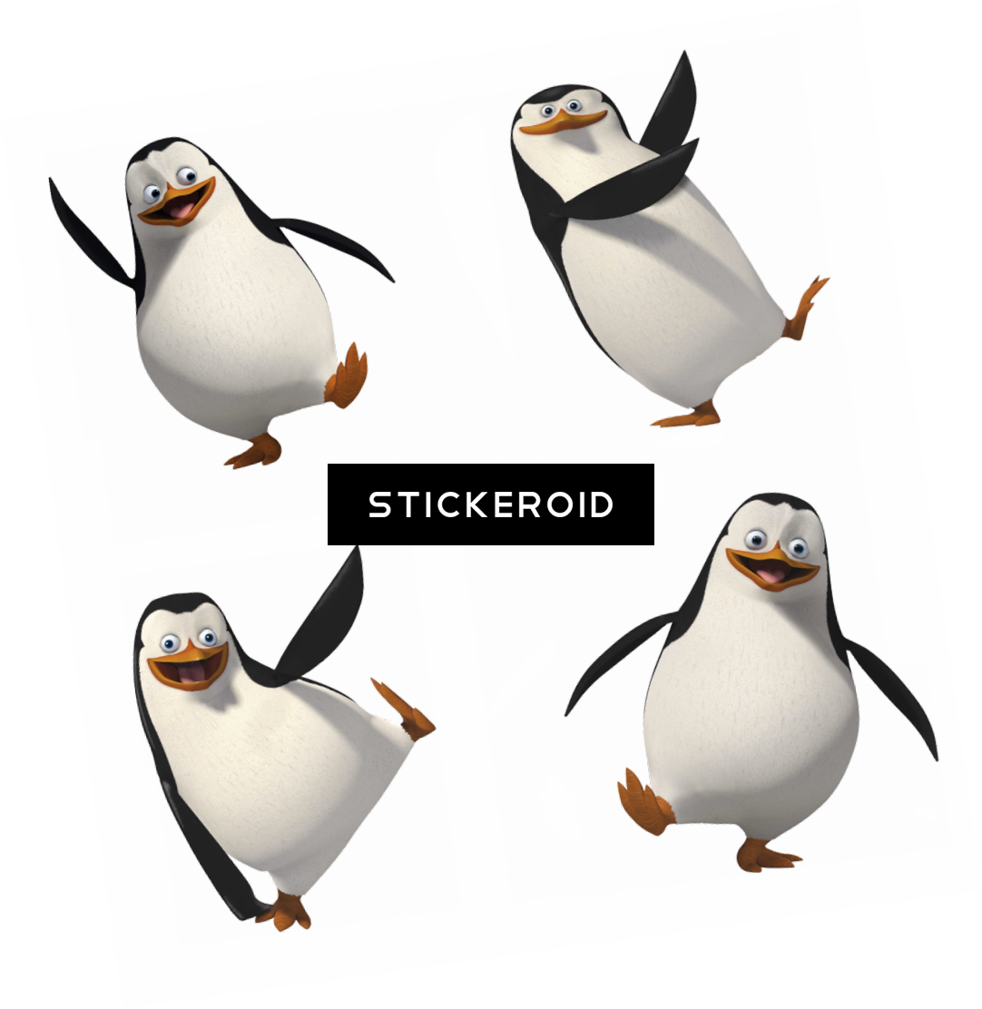 Animated Penguin Poses Collage PNG Image