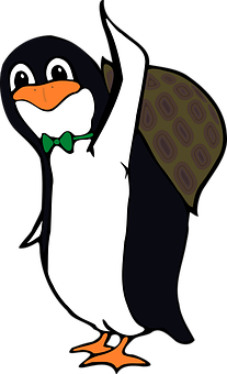 Animated Penguin Wavingwith Backpack PNG Image