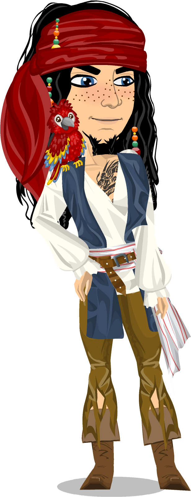 Animated Piratewith Parrot PNG Image