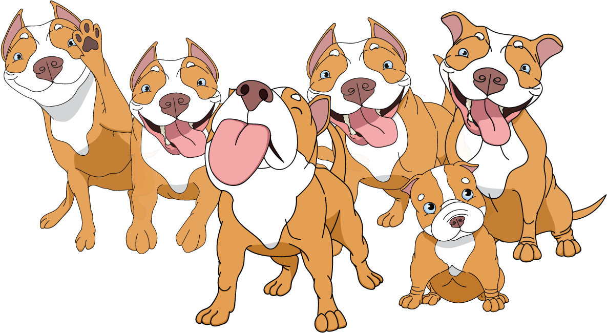 Animated Pitbull Dogs Gathering PNG Image