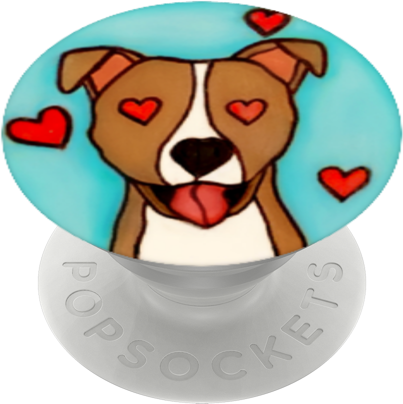 Animated Pitbull Pop Socket Design PNG Image