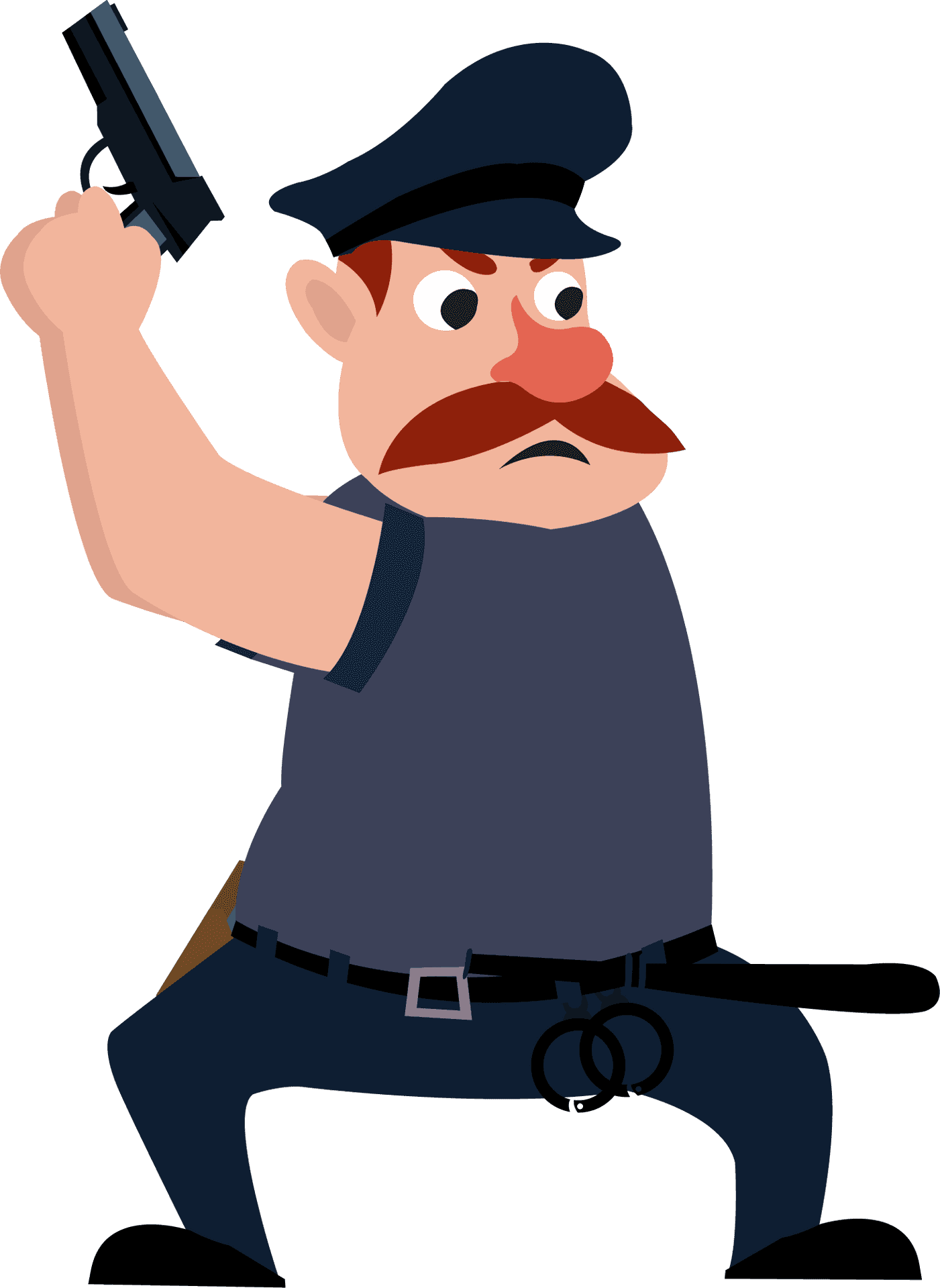 Animated Policeman With Gunand Handcuffs PNG Image