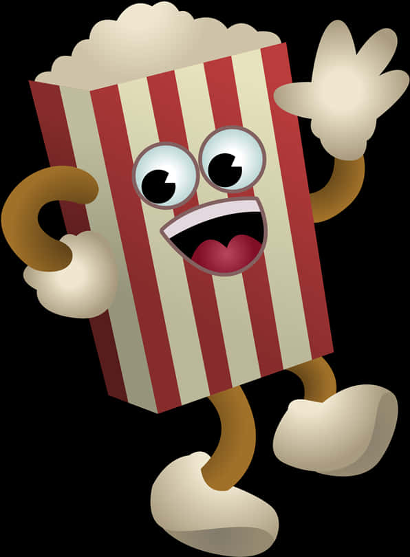 Animated Popcorn Character Clipart PNG Image