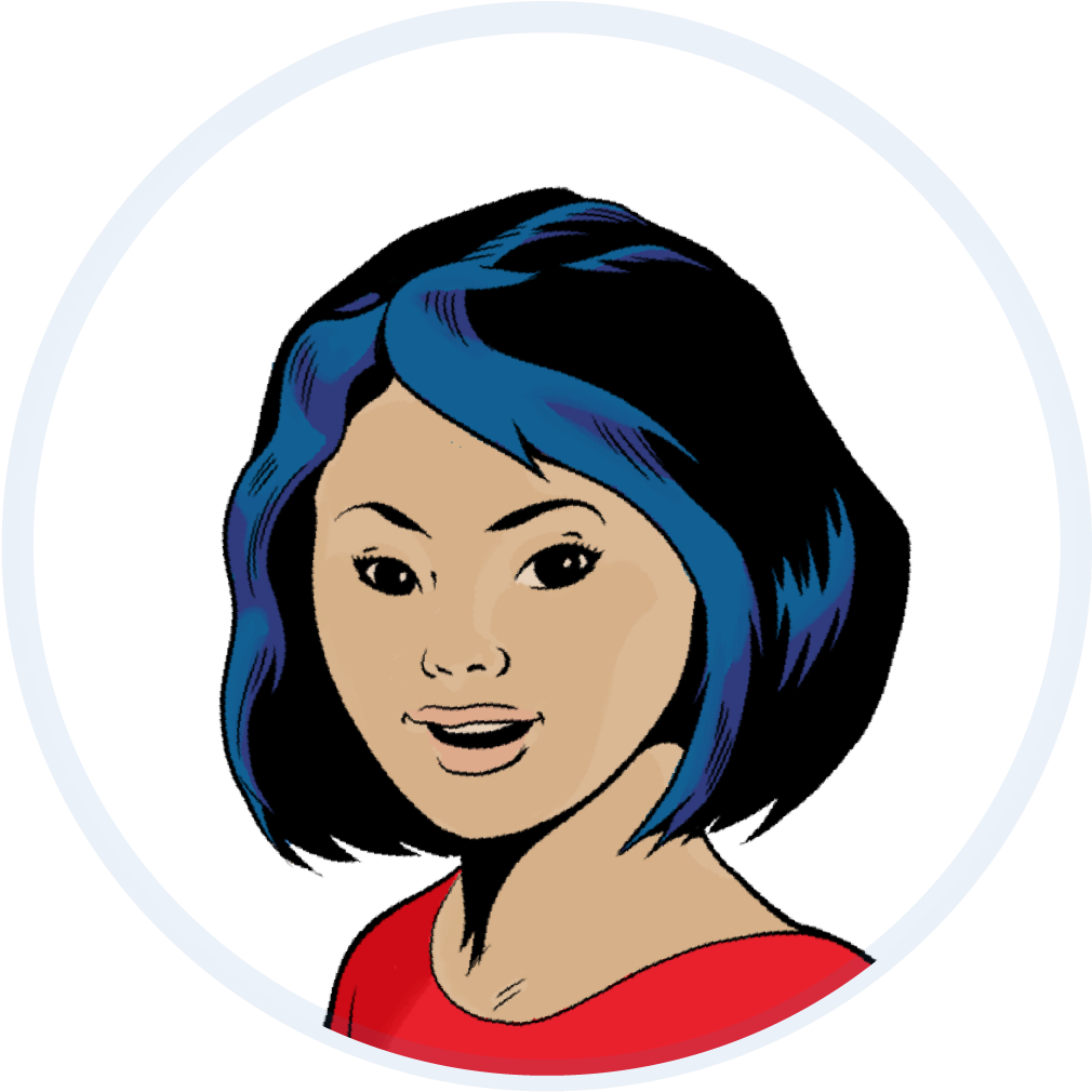 Animated Portrait Blue Haired Female PNG Image