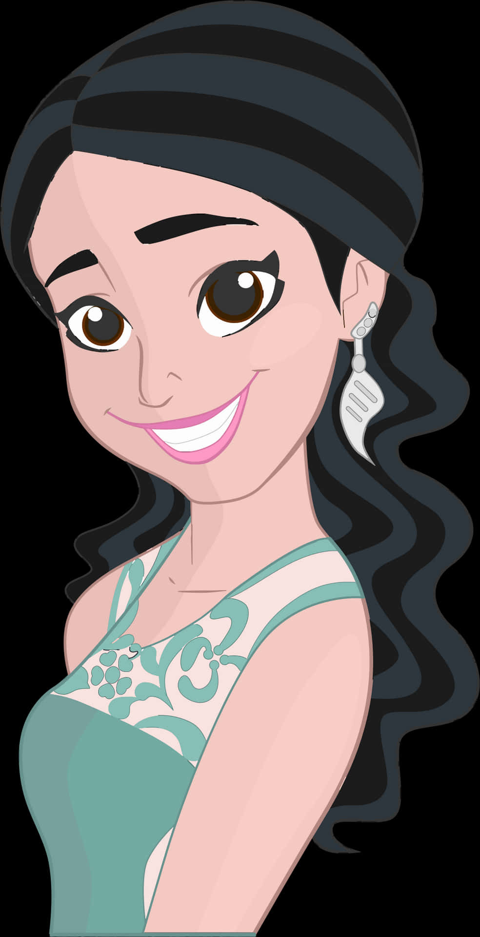 Animated Princess Smiling Illustration PNG Image