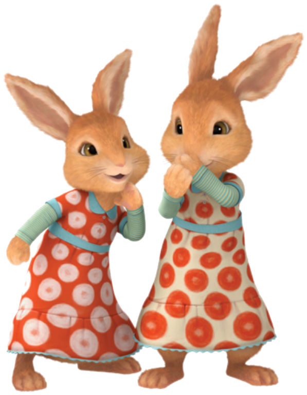 Animated Rabbit Siblingsin Dresses PNG Image