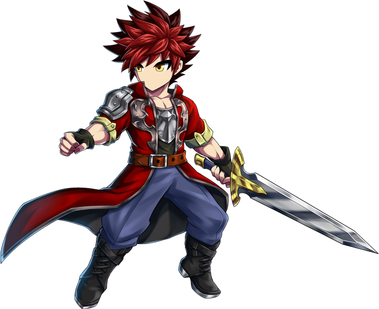 Animated Red Haired Swordsman PNG Image