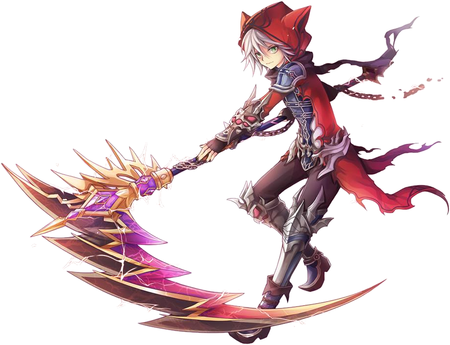 Animated Red Hooded Reaperwith Scythe PNG Image