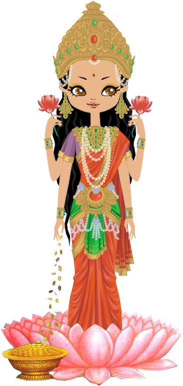 Animated Saraswati Goddess Illustration PNG Image