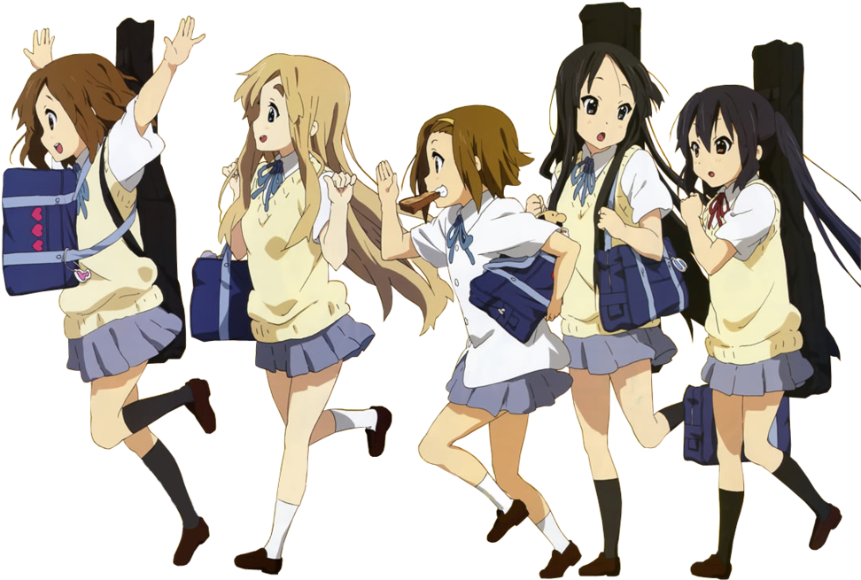 Animated Schoolgirls Running PNG Image