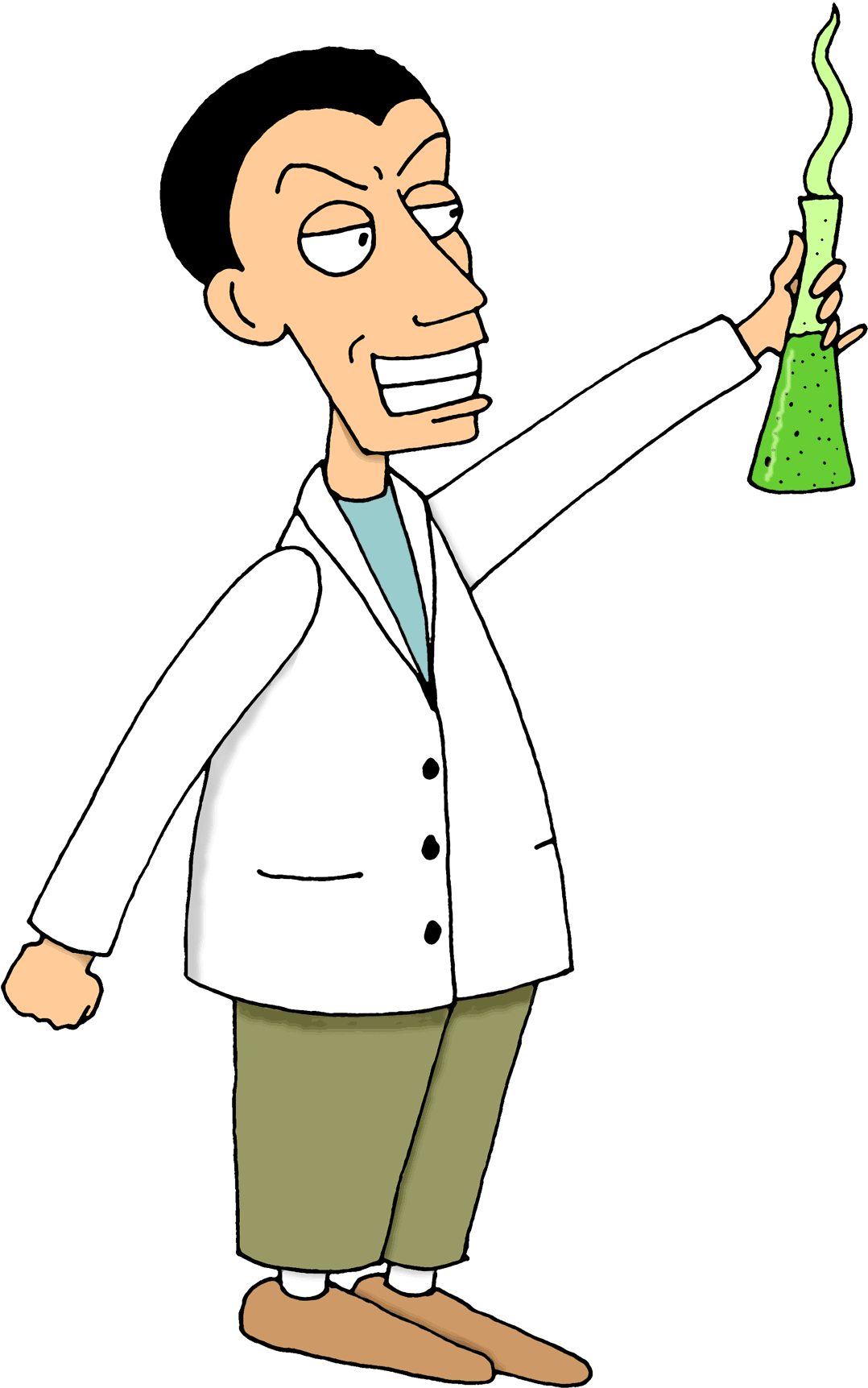 Animated Scientist Holding Flask PNG Image