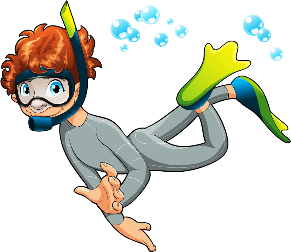 Animated Scuba Diver Illustration PNG Image