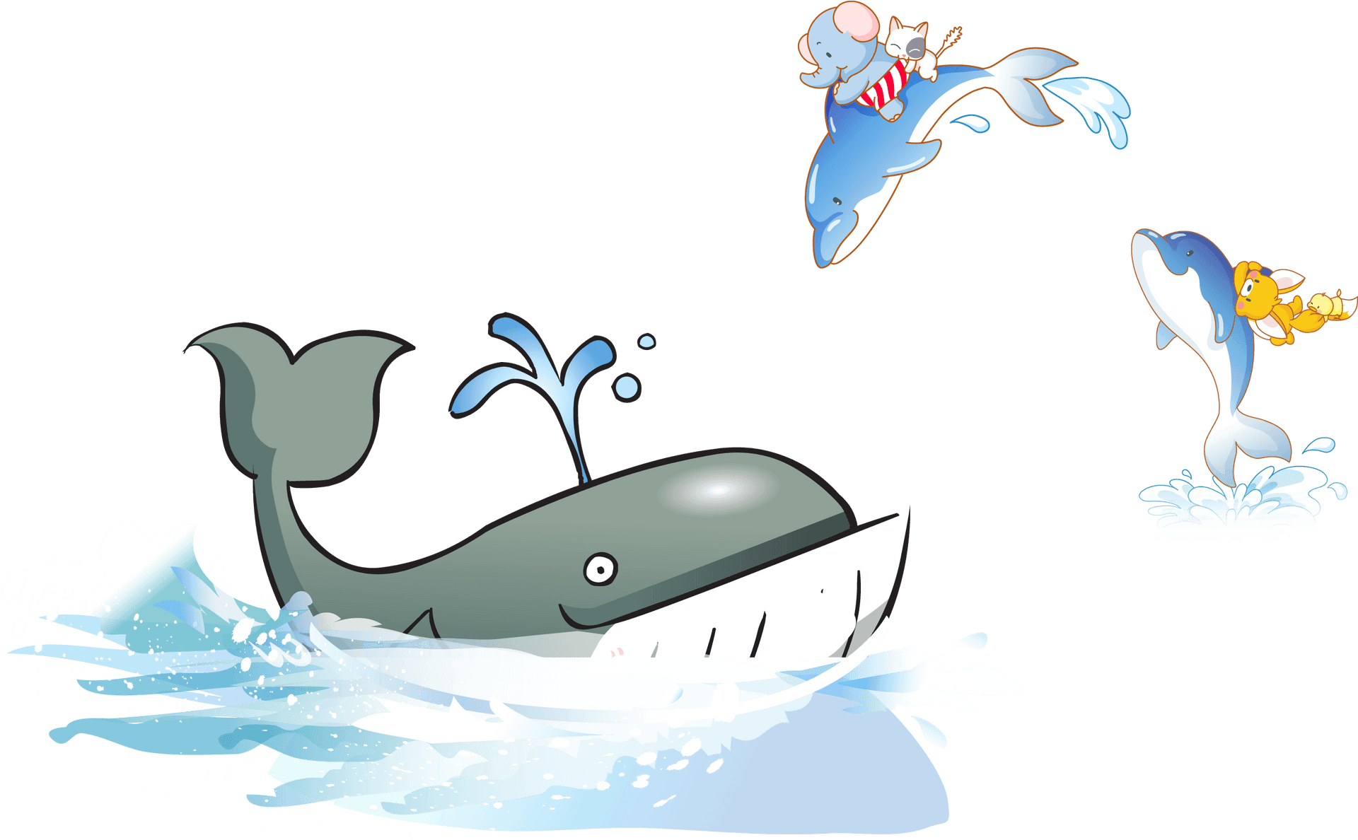 Animated Sea Creatures Having Fun PNG Image