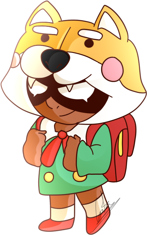 Animated Shiba Inu Character With Backpack PNG Image