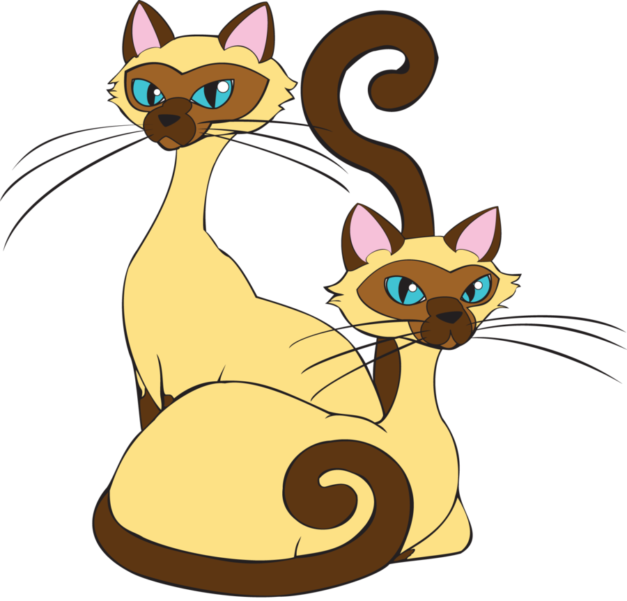 Animated Siamese Cats Illustration PNG Image