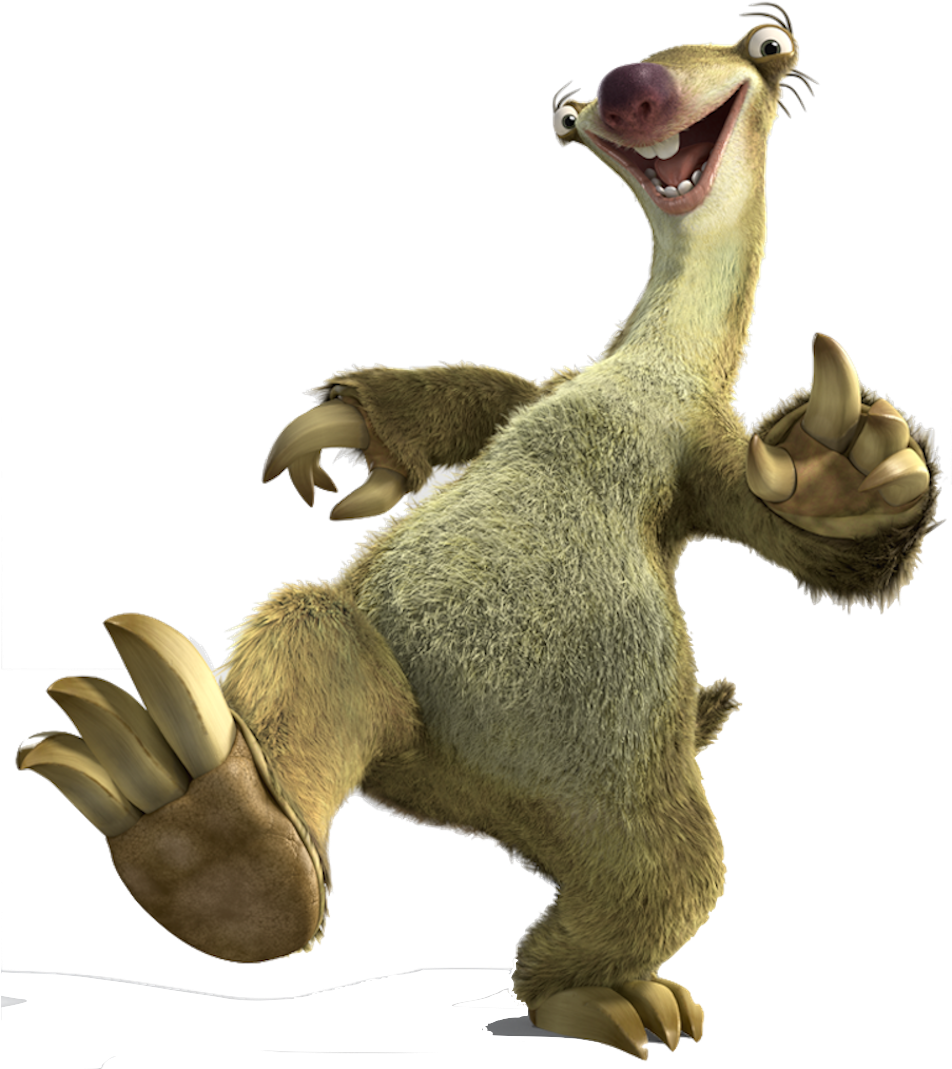 Animated Sloth Character Waving PNG Image