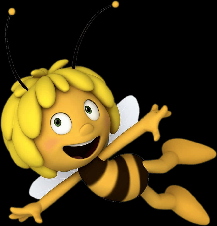 Animated Smiling Bee Character PNG Image