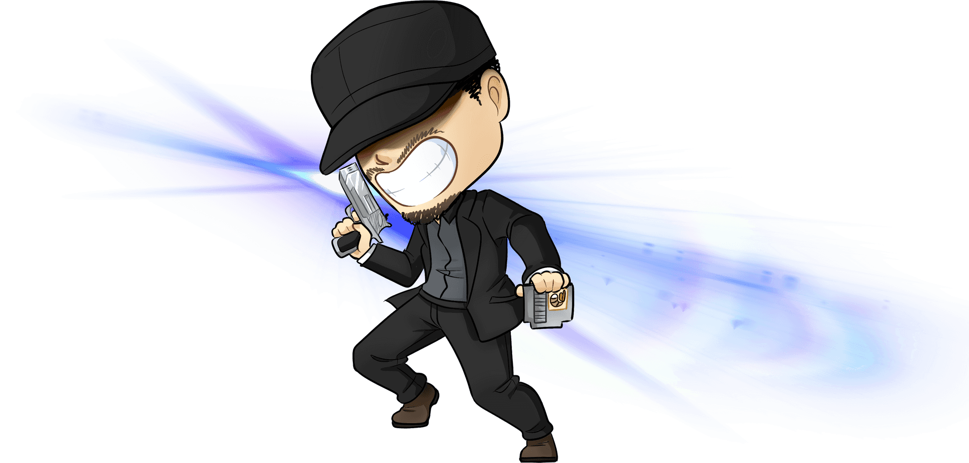 Animated Spy Character With Energy Trail PNG Image