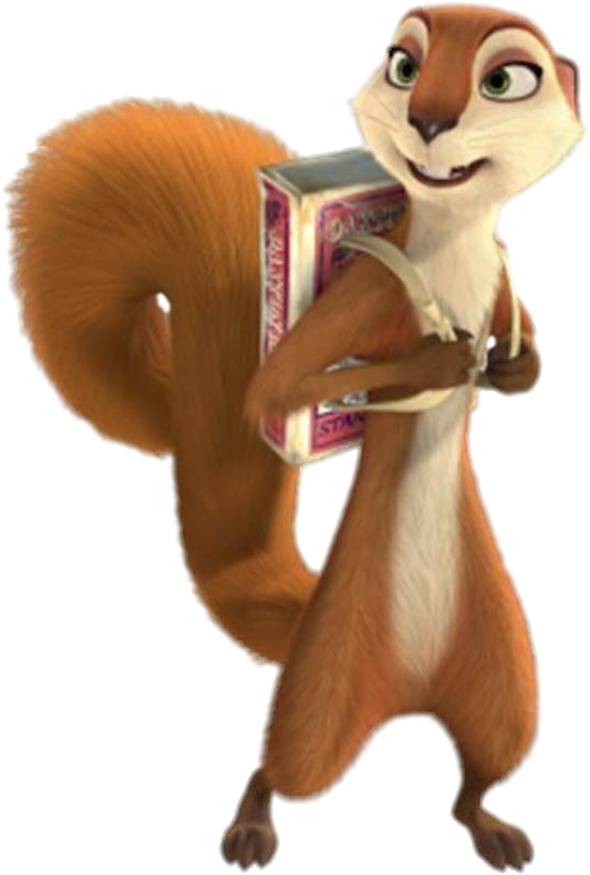 Animated Squirrel Holding Box PNG Image