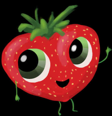 Animated Strawberry Character PNG Image