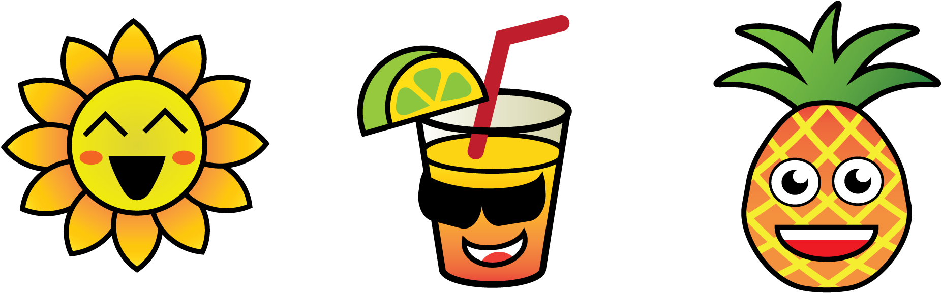 Animated Summer Emojis PNG Image