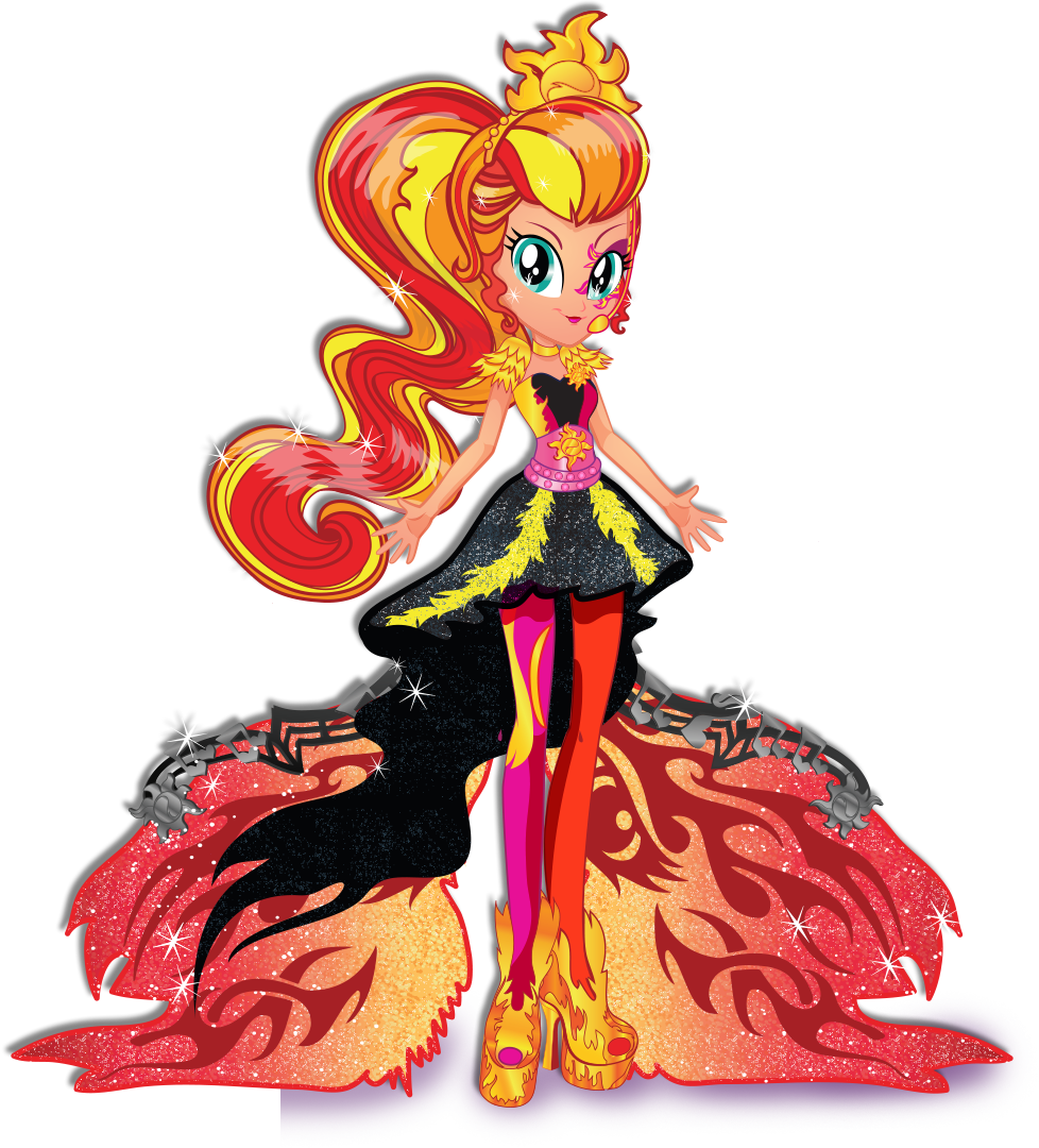 Animated Sunset Flame Princess Fashion PNG Image