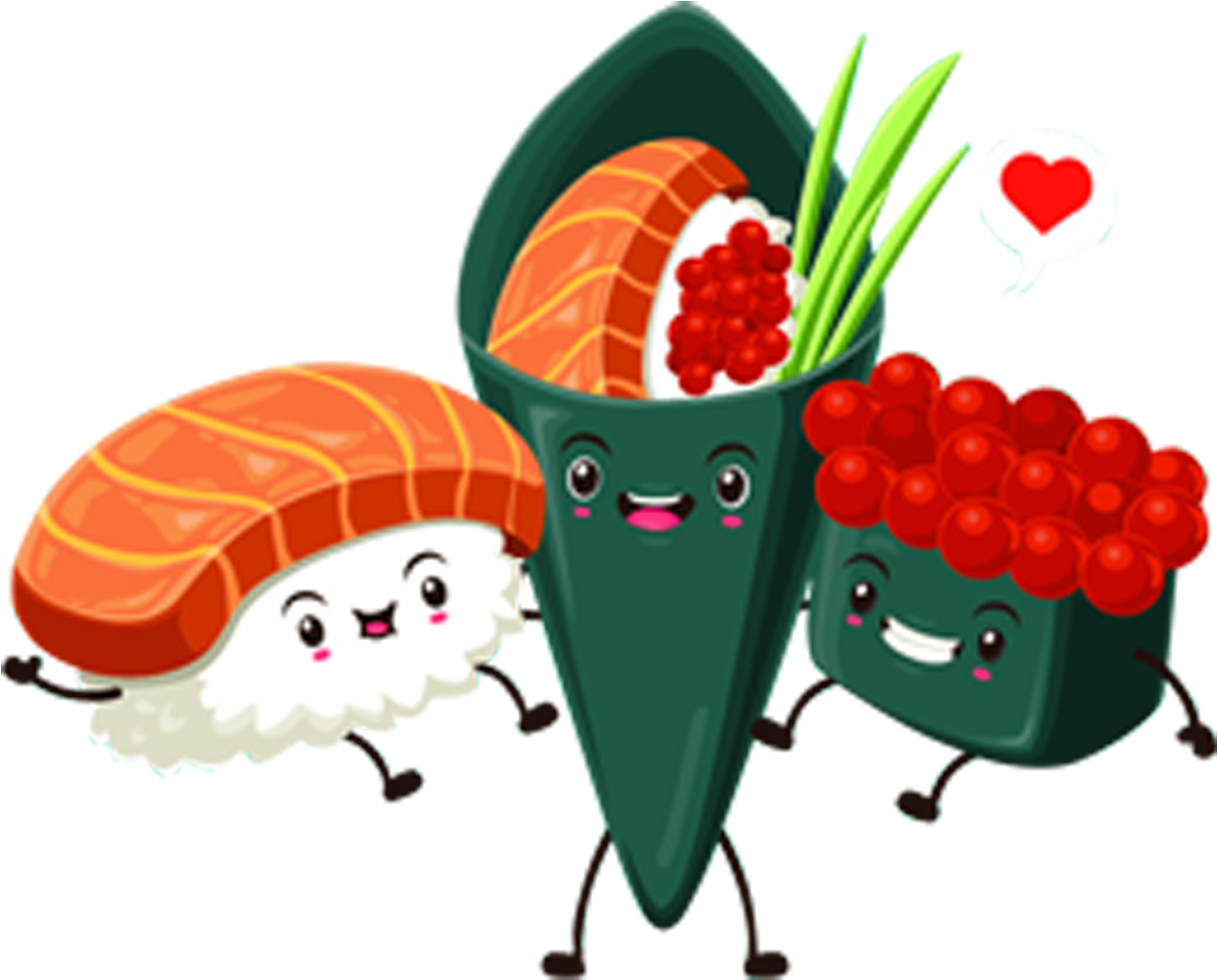 Animated Sushi Friends Cartoon PNG Image