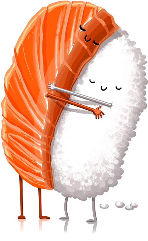 Animated Sushi Hug PNG Image