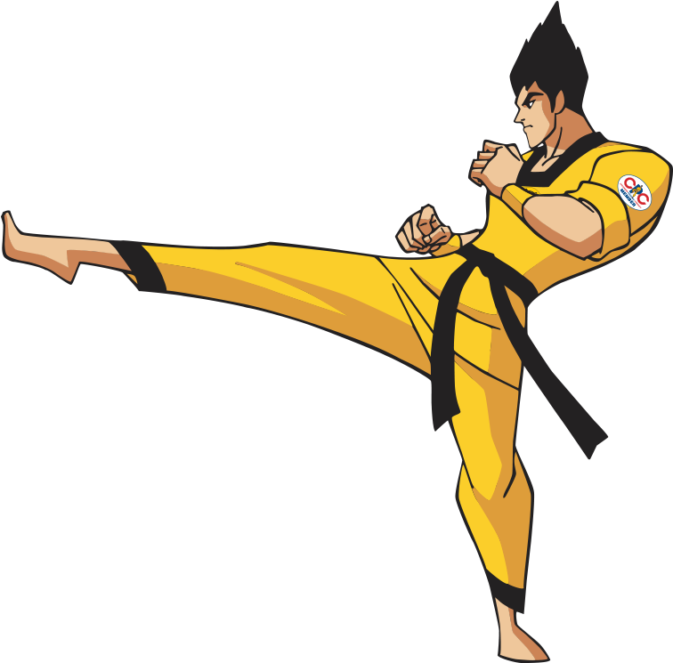 Animated Taekwondo Black Belt Kick PNG Image