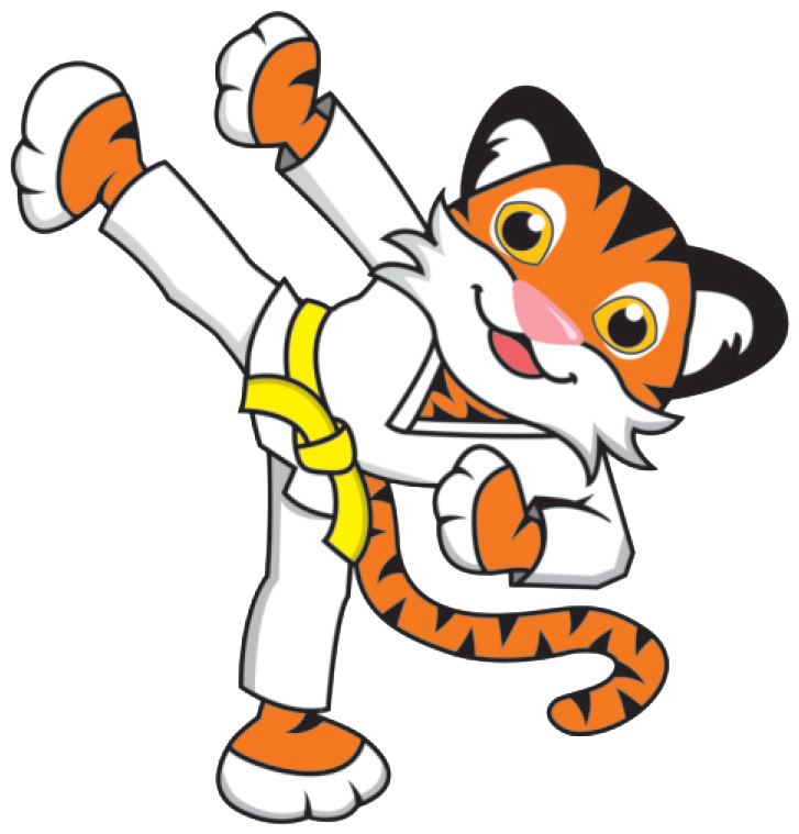 Animated Taekwondo Tiger Yellow Belt PNG Image