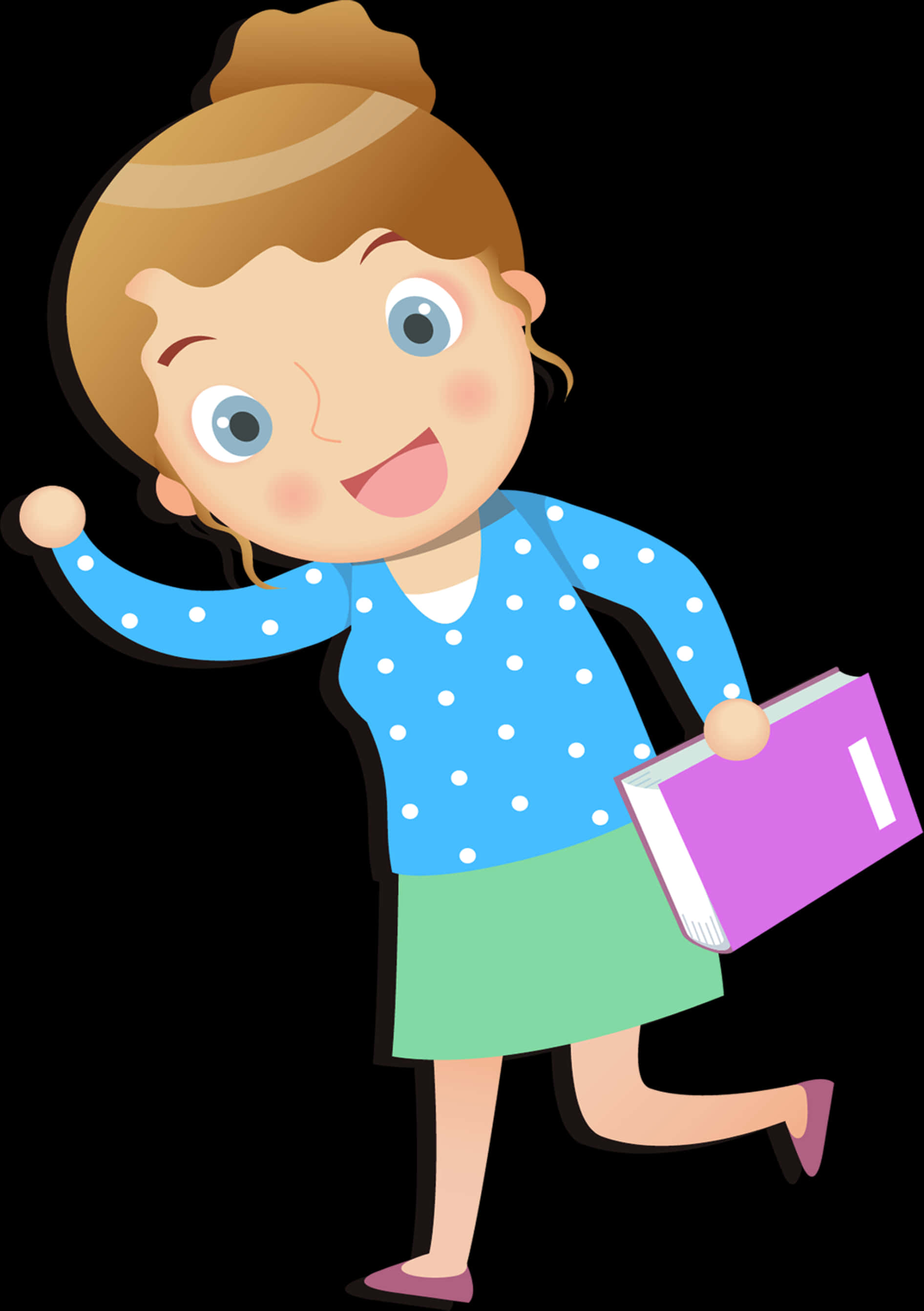 Animated Teacher Walking With Book PNG Image