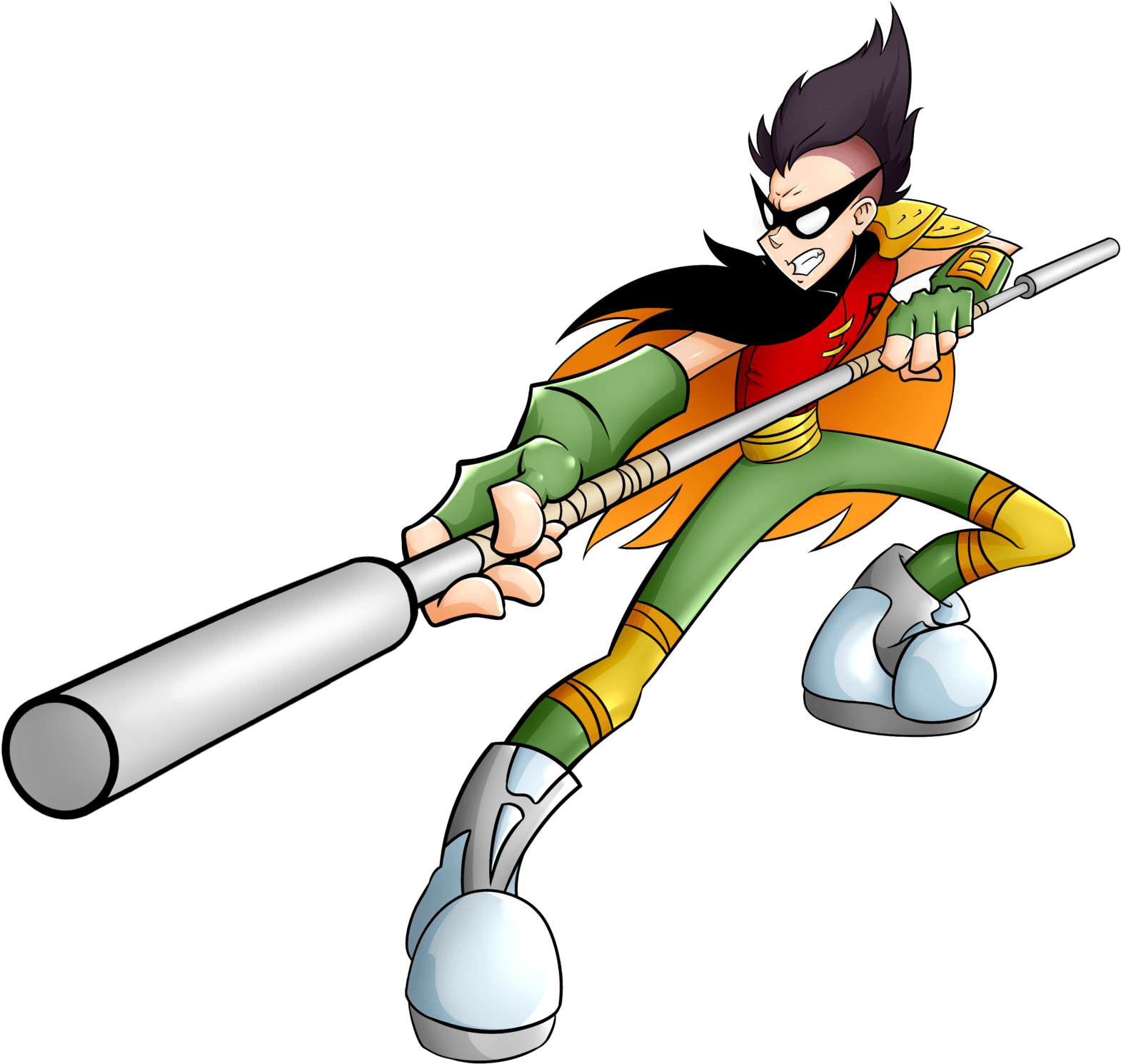 Animated Teen Hero With Staff PNG Image