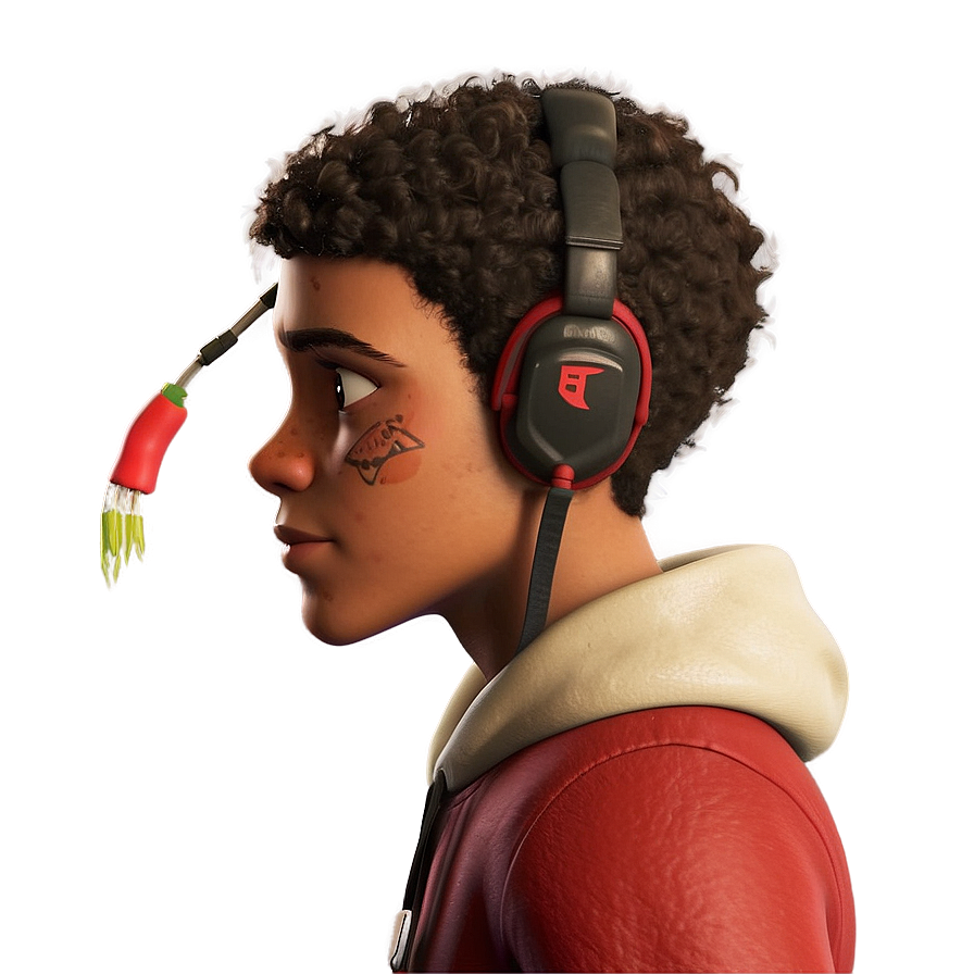 Animated Teen With Headphones PNG Image