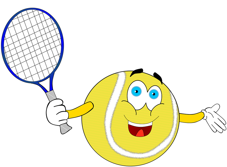 Animated Tennis Ball Character With Racket PNG Image