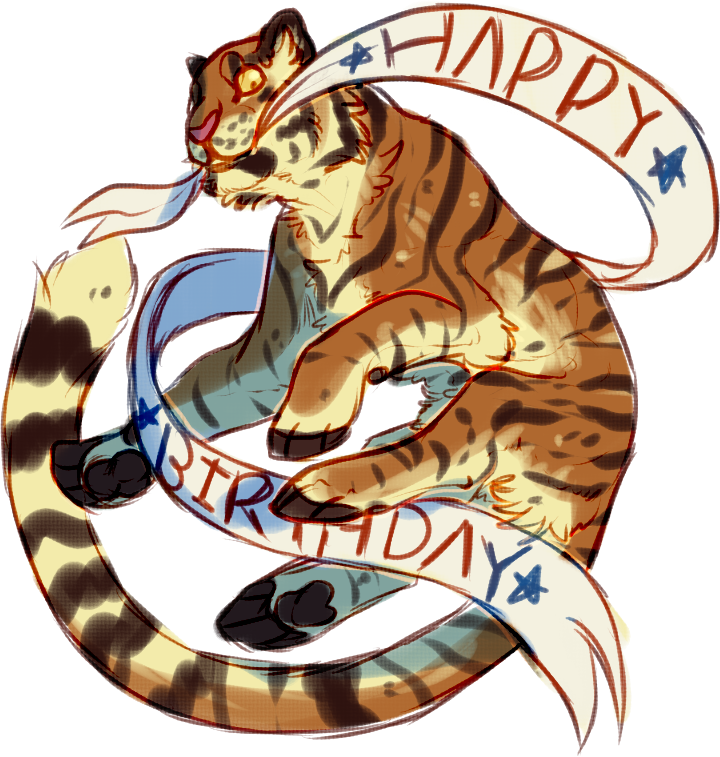 Animated Tiger Celebrating Birthday PNG Image