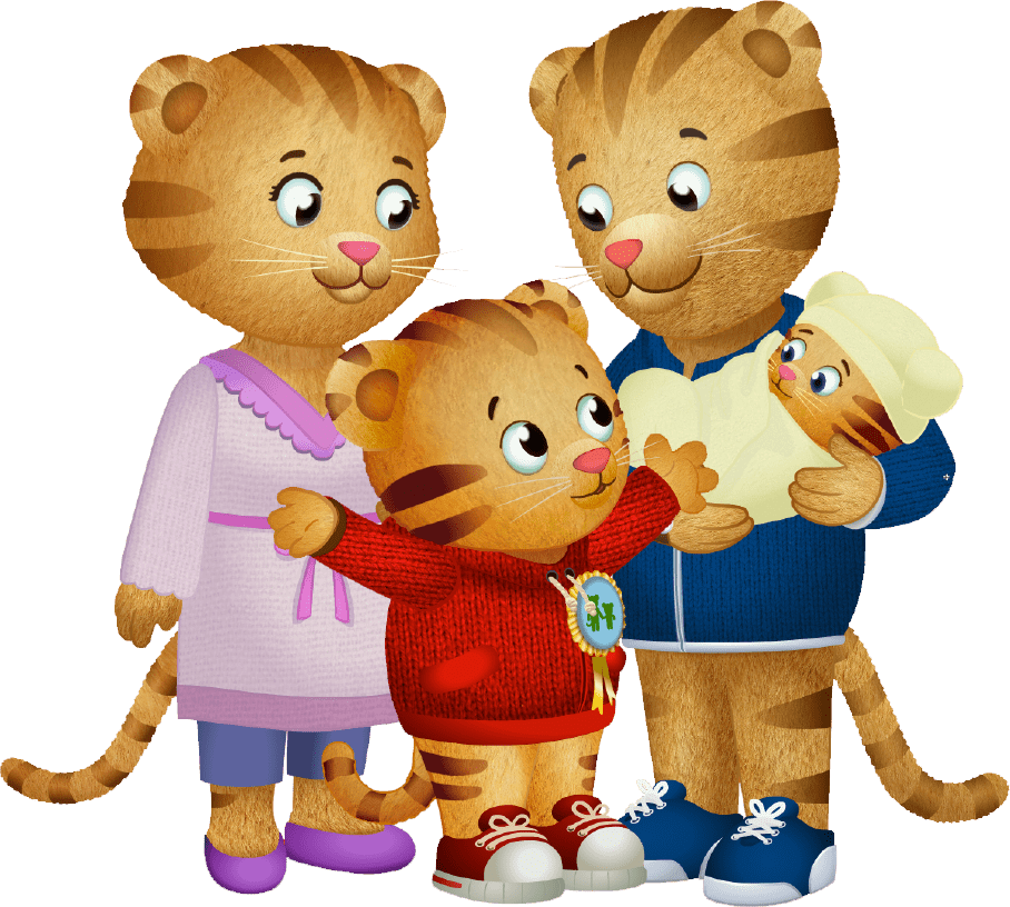 Animated Tiger Family Cartoon PNG Image