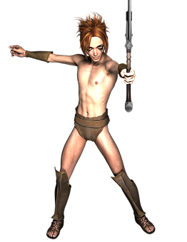 Animated Warrior Stance PNG Image