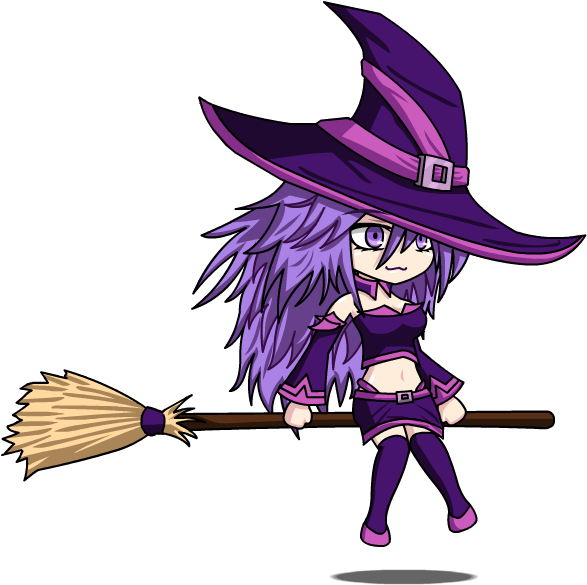 Animated Witchon Broomstick PNG Image