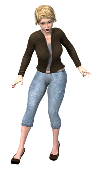 Animated Woman Casual Attire PNG Image